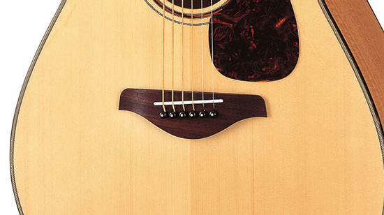 一般的なアコースティックギター（フォークギター）のブリッジサドル